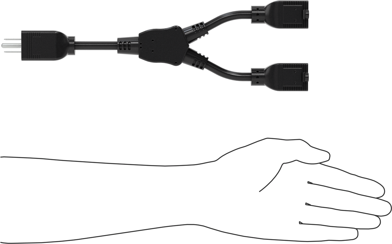 Elektrik Kablosu Adaptörü, 2 Çıkışlı, NEMA 5-15 Fiş x Priz, 1 fit Uzunluk, 14 AWG
