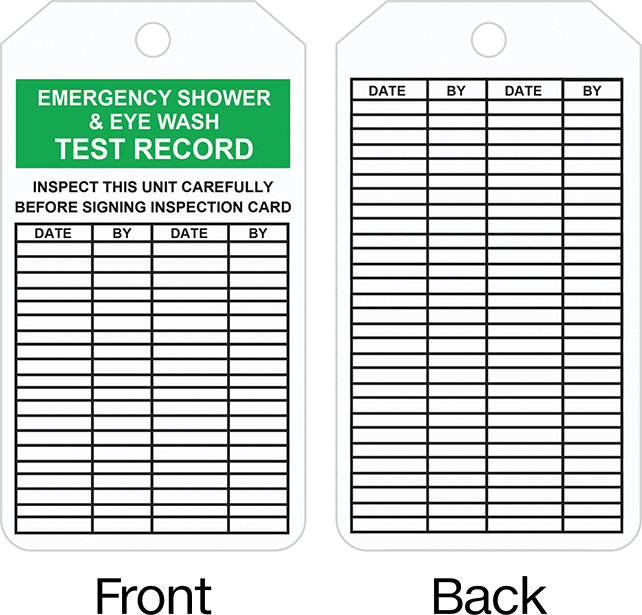 Denetim Kaydı Etiketleri, (Acil Durum Duşu ve Göz Yıkama...), Sentetik Kağıt — Date—By—Date—By, Emergency Shower & Eye Wash Test Record,…