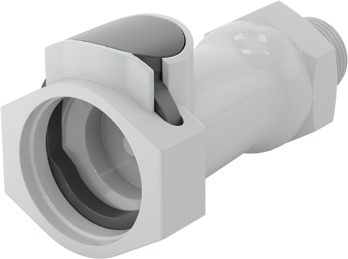 Hızlı Bağlantı Tüp Bağlantısı, 3/8 Soket, 3/8 BSPT Erkek, Kesme Vanası — Quick Disconnect, Threaded, Kapatma ile, Plastic, Polypropylene