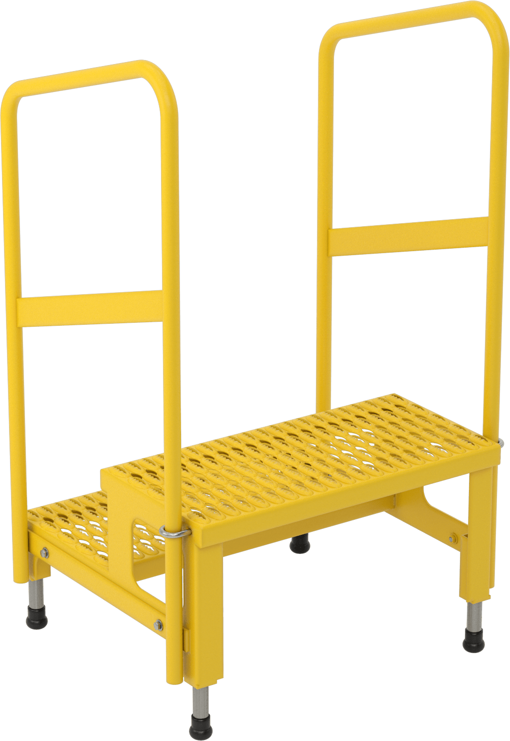 Yüksekliği Ayarlanabilir Çalışma Platformu, 2 Basamak ve Korkuluk, 43"-45.25" Yükseklik x 27" Genişlik x 23" Derinlik Toplam