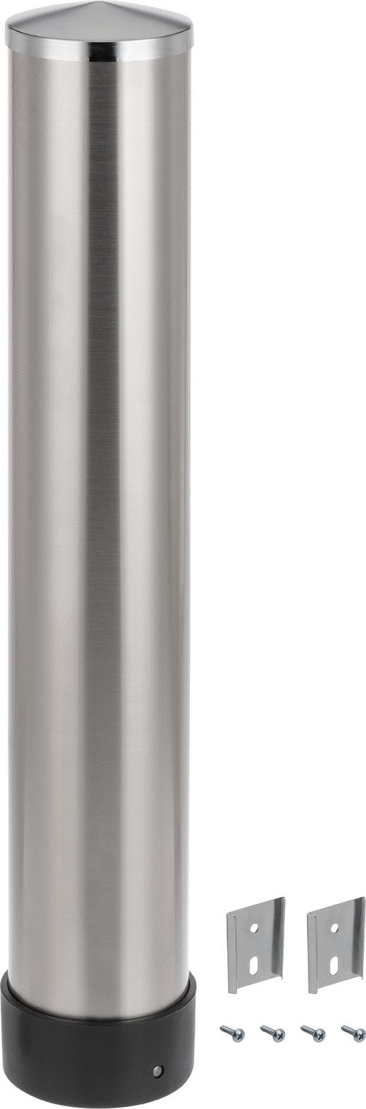 Duvar Montajlı Bardak Dispenseri, 2-1/4" ile 3-3/16" Çaplı Bardaklar için — İçecek, Gıda, Paslanmaz Çelik, 23 1⁄2"