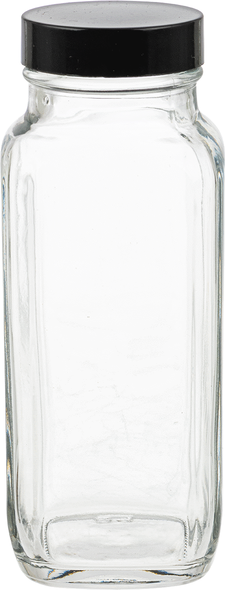Kare Cam Kavanoz, Kaplamalı Kağıt Contalı, 8 FL oz/235 ml Kapasite — Glass, Paper, Phenolic, Plastic, Soda-Lime Glass, 8 fl. oz., 235 ml,…