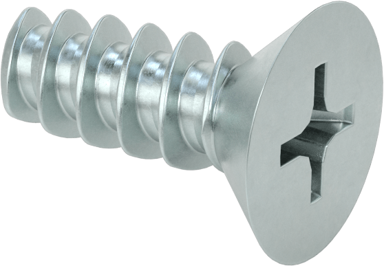 Plastik için Çelik Havşa Başlı Diş Açıcı Vidalar, Phillips, Çinko Kaplamalı, 10 Numaralı Vida Boyutu, 1/2" Uzunluk