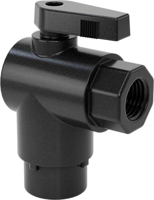 Kimyasallar için Açma/Kapama Vanası, PVDF, 90 Derece Adaptör, 1/4" Bağlantı x 1/4 NPT Dişi