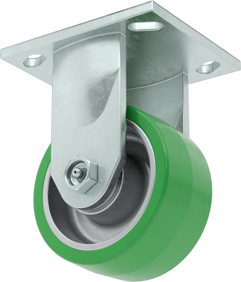 4-1/2" x 4" Plakalı Yüksek Kapasiteli Spartan Tekerlek, 4" Çaplı Korumalı Rulmanlı Poliüretan Tekerlekli Sert — 4", Levha, 700 lb.