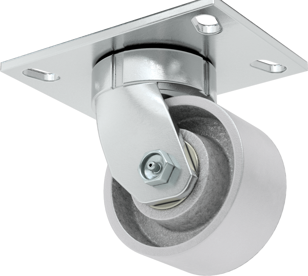 6-1/2" x 4-1/2" Plakalı Yüksek Kapasiteli Vulcan Tekerlek, 4" Çaplı Metal Tekerlekli Döner