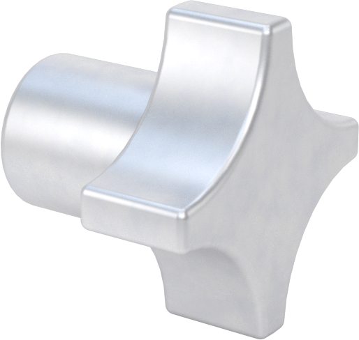Alüminyum dört kollu topuz, 1/4"-20 Dişli 1/2" Derinlikte Delikli — 1⁄4"-20, Dört Kol, Alüminyum