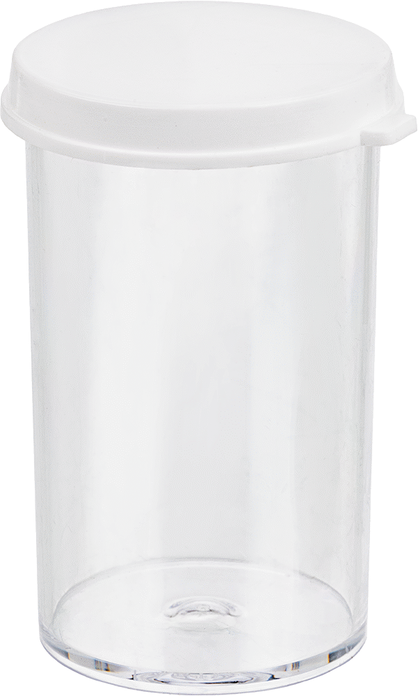Polistiren Plastik Kavanozlar, Polistiren Kavanoz, 2 FL oz/60 ml Kapasite, 1-3/8" Çap — Plastic, Polystyrene, 2 1⁄2", Şeffaf