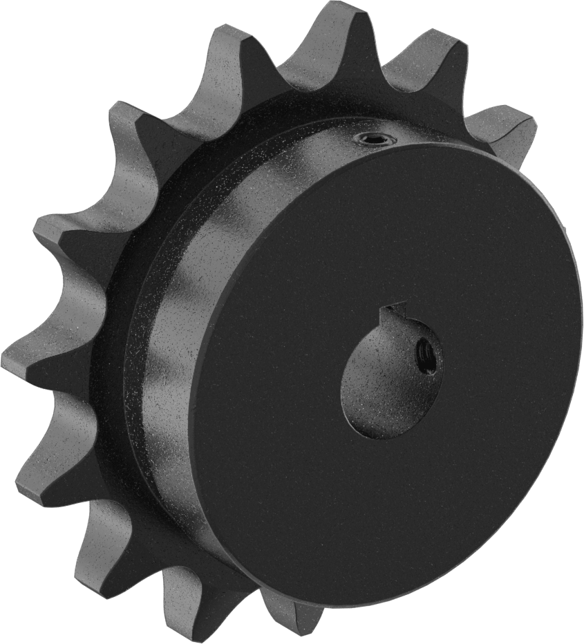 Çelik Tek Sıralı Dişli, ANSI 60 Makaralı Zincir ve 3/4" Mil Çapı için, 15 Diş — 15, 3⁄4", 3⁄4"