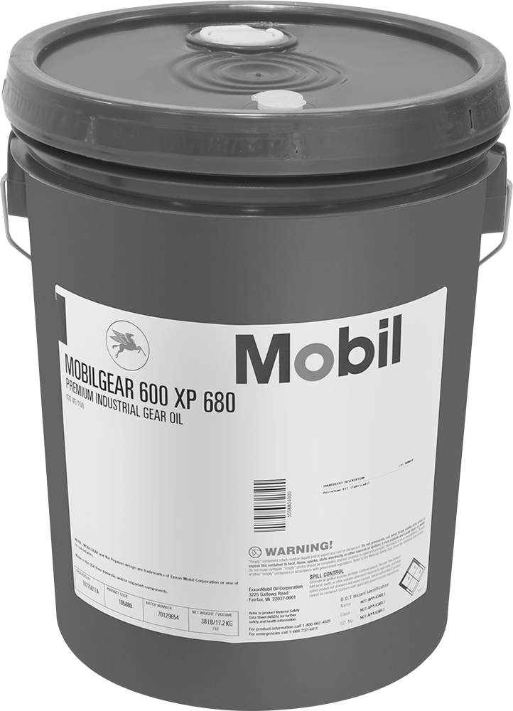 Mobil Mobilgear 600 XP 680 Dişli Yağı, 5 Galon — Kova, Dişli Kutuları, Sonsuz Dişliler, Mineral Yağ