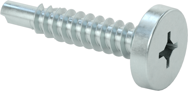 Çelik Phillips/Kare Tahrikli Yassı Başlı Delme Vidaları, Metal için, Çinko Kaplı Çelik, 10 Numaralı Boyut, 1" Uzunluk