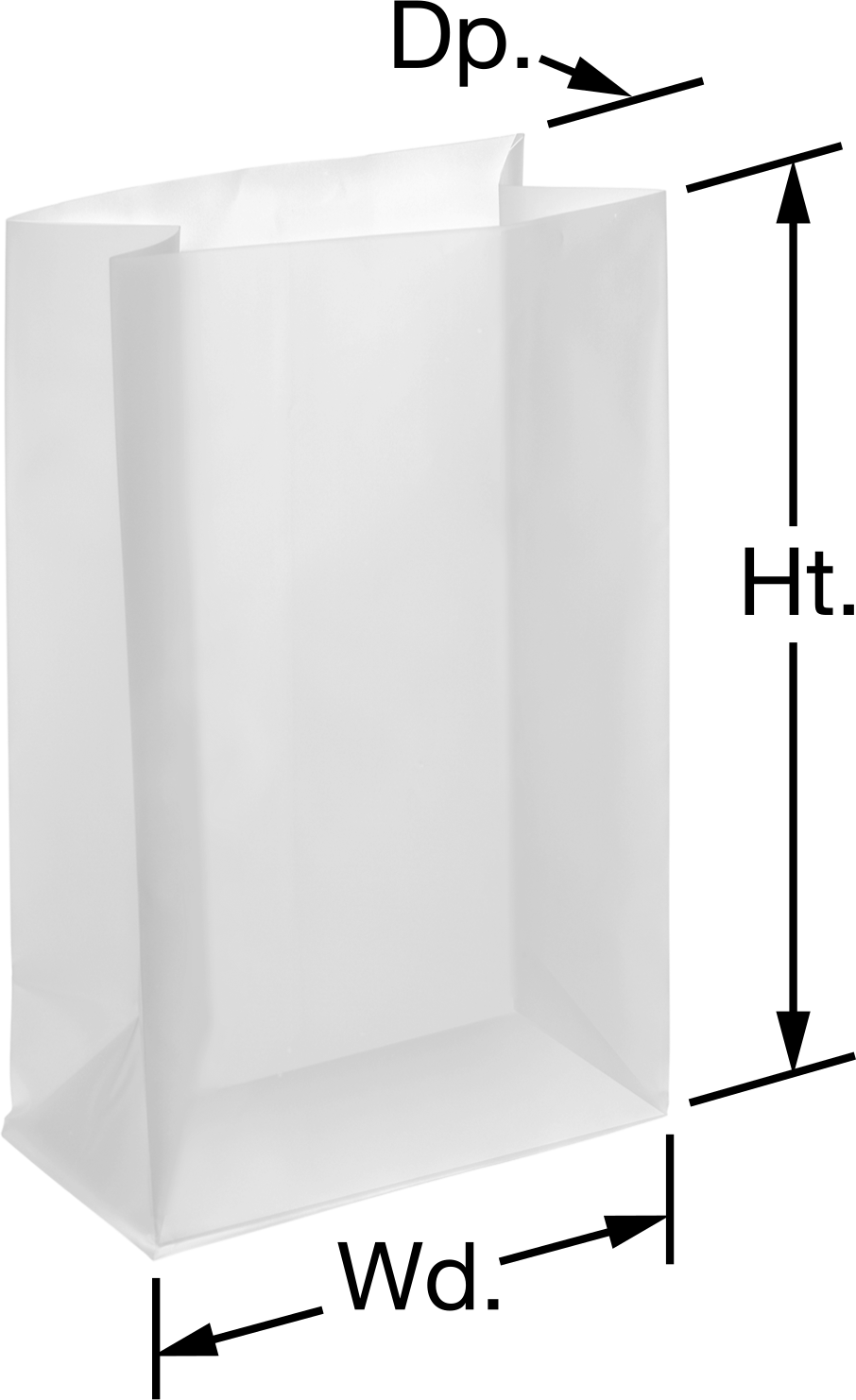 Düz Tabanlı Plastik Torbalar, 7" Genişlik x 14" Yükseklik x 4" Derinlik