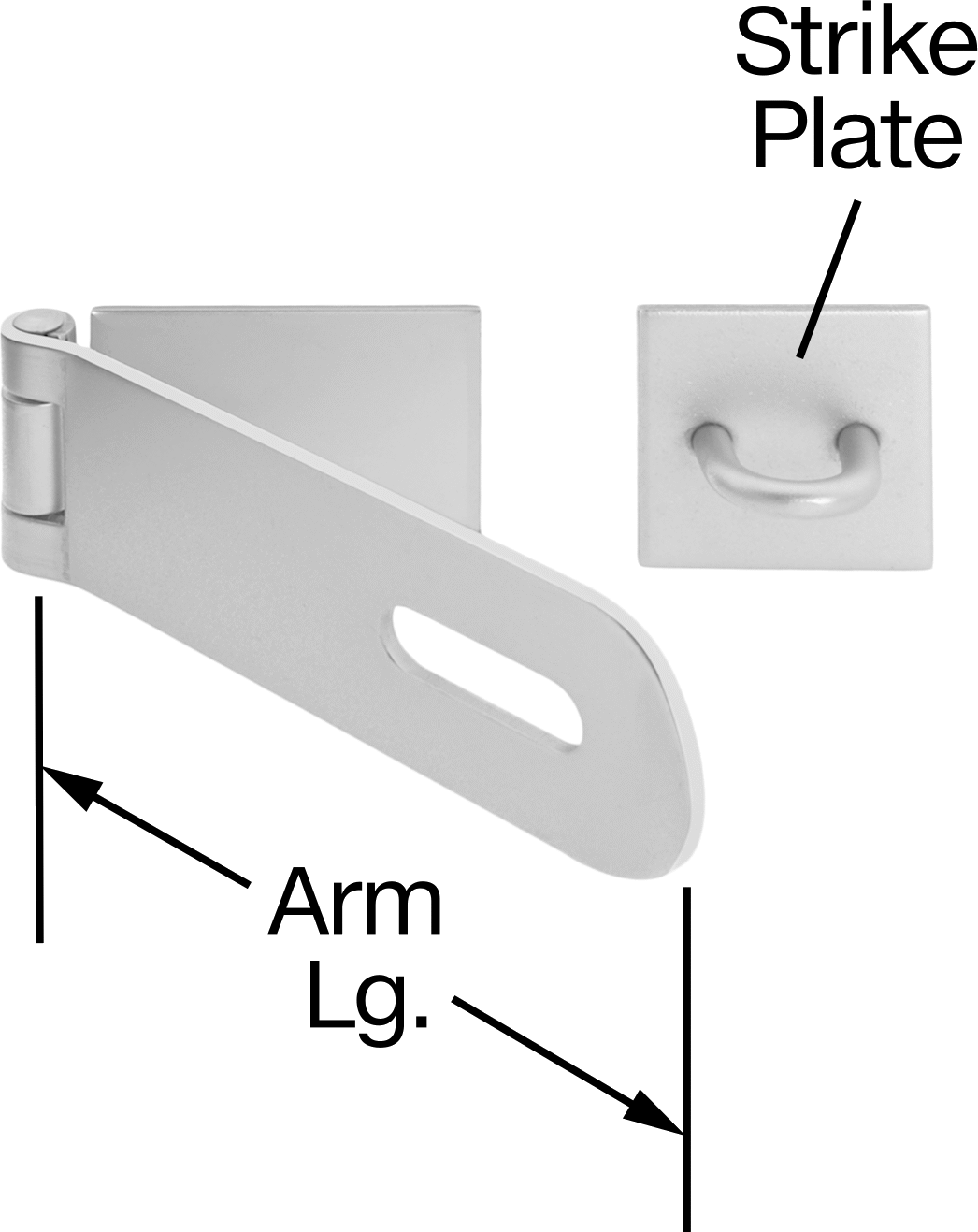 Asma Kilitli Mandal, 316 Paslanmaz Çelik, 4-1/2" x 1-1/2" x 1/8" Kollu — Kaynaklı, 4 1⁄2", 316 Stainless Steel, Stainless Steel