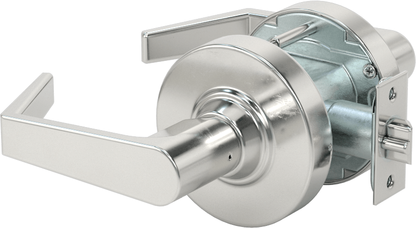 Schlage Alx Kapı Kolu, C Yiv, Anahtar Kilitli, 2-3/8" Boğaz Mesafesi, Krom