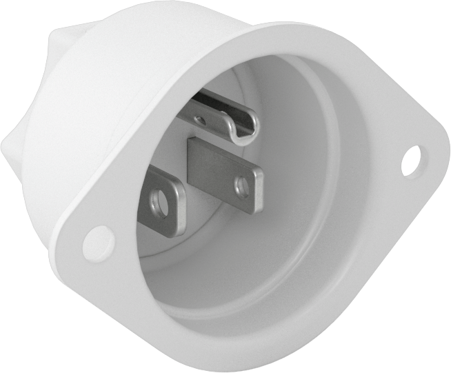Düz Bıçaklı Yuva, Üç kanatlı panele monte erkek konektör, NEMA 5-15 — 125V AC, Erkek, 15A