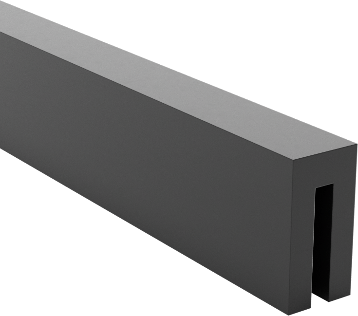 SBR Kauçuk Kenar Çıtası, 1/16" İç Genişlik, 11/32" İç Yükseklik — 1⁄16", Siyah, 7⁄16"
