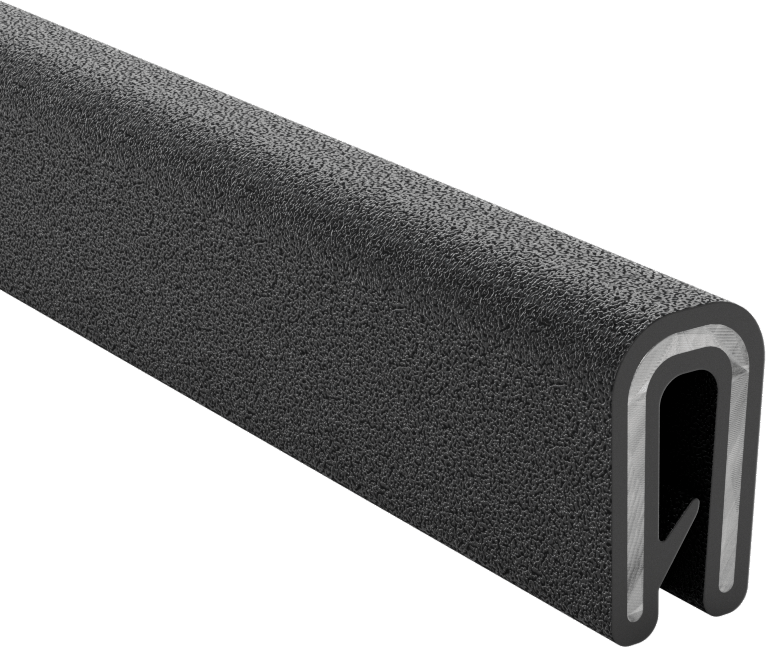 Güçlendirilmiş Kenar Çıtası, Alev Geciktirici, TPE Kauçuk, 1/8" Genişlik x 29/64" Yükseklik