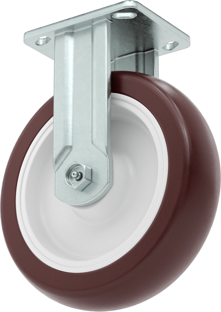 4-5/8" x 3-3/4" Plakalı Kolay Dönen Tekerlek, Yüksek Kapasiteli, 8 inç Çapında Kırmızı Poliüretan Tekerlekli Sert — 8", Levha, 1,000 lb.