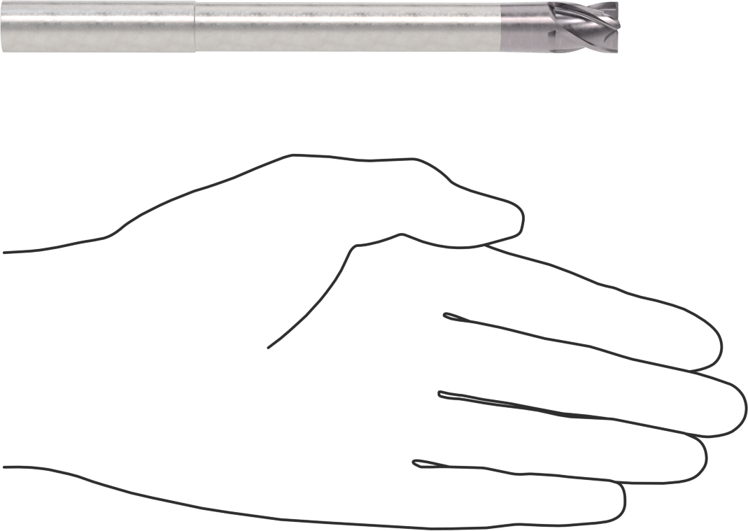 Hızlı Kesim Karbür Yuvarlak Kenarlı Kare Uçlu Freze, 4 Kanallı, 0.475" Çap x 3-1/2" Uzunluğunda Boyun, 0.015 inç Köşe Kesimi