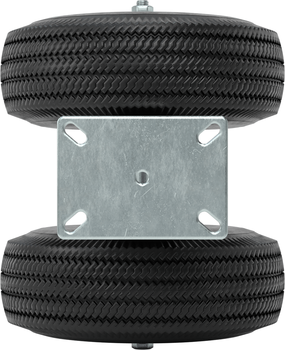 Lastik Tekerlekli Yüksek Kapasiteli Tekerlek, Düz-Sızdırmaz, 7-1/4" x 5-1/4" Plaka, 14 inç Tekerlek Çaplı Sert