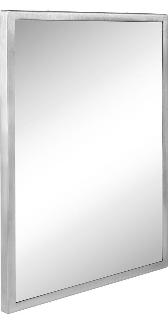 Paslanmaz Çelik Hasara Dayanıklı Ayna, Çerçeveli, 18" Yükseklik x 14" Genişlik x 1/4" Kalınlık
