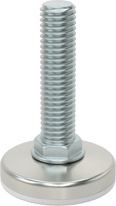 Çinko Kaplı Çelik Saplamalı Sert Tesviye Bağlantı Elemanları, Naylon Yastıklı Nikel Kaplı Taban, 1/2"-13 x 2" Uzunluğunda Diş — 1/2"-13,…