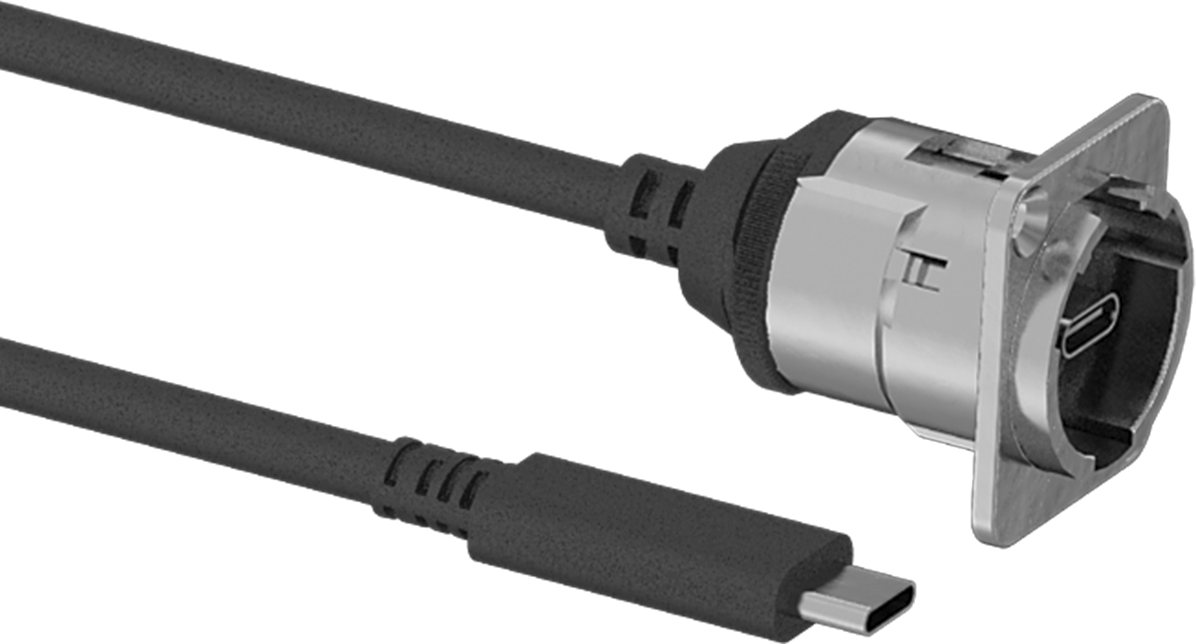 Panele Monte USB Kablosu, USB 3.2 Gen 1, C Fiş x C Nikel Kaplı Soket, 3' Uzunluk — 3 ft., 3.2 Gen 1, Korumasız