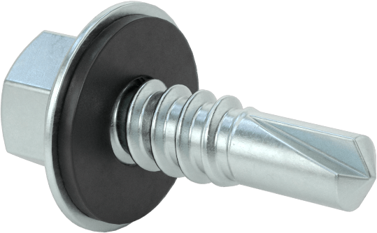 Metal için Pullu Delme Vidaları, Çinko Kaplı Çelik, 12 Numaralı Boyut, 3/4" Uzunluk