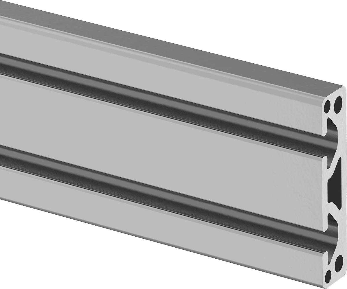 T-Yivli Çerçeve İçi Boş Ray, Çift Düşük Profilli İki Yuvalı, 80 mm Yükseklik x 20 mm Genişlik — 80mm, 20mm, İçi Boş