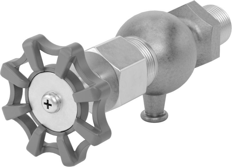 Yüksek Sıcaklık Drenaj Valfi, Alüminyum Tutamaklı, PTFE Conta, 1/2 NPT Erkek Giriş — Tekerlek, 1⁄2, Plastic, PTFE