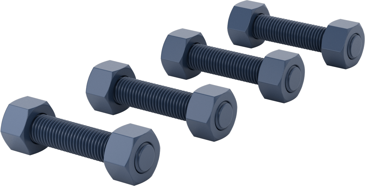PTFE Kaplı Çelik Gijon ve Altıköşe Somun Kiti, Sınıf 1500 Boyut 1-1/2 Boru Flanşı için — ASTM Grade B7, Çelik, 1500
