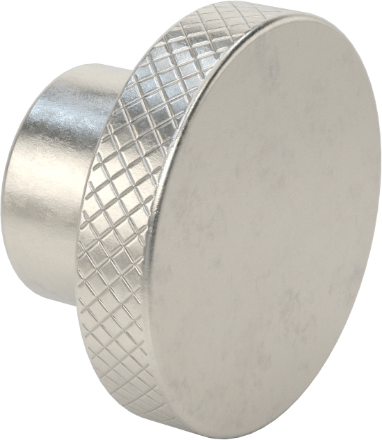 303 Paslanmaz Çelik Tırtıllı Düğme, 5/8" Çapında Dişsiz Delik ve 3" Baş Çapılı — 5/8", Dişsiz Delik, Tırtıllı Başlık
