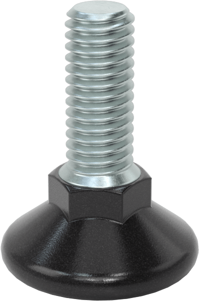 Naylon Tabanlı Sert Seviyeleme Montaj Parçaları, 3/8"-16 Dişli Çinko Kaplı Çelik Saplamalı — 3/8"-16, Sert, 1 1/8"