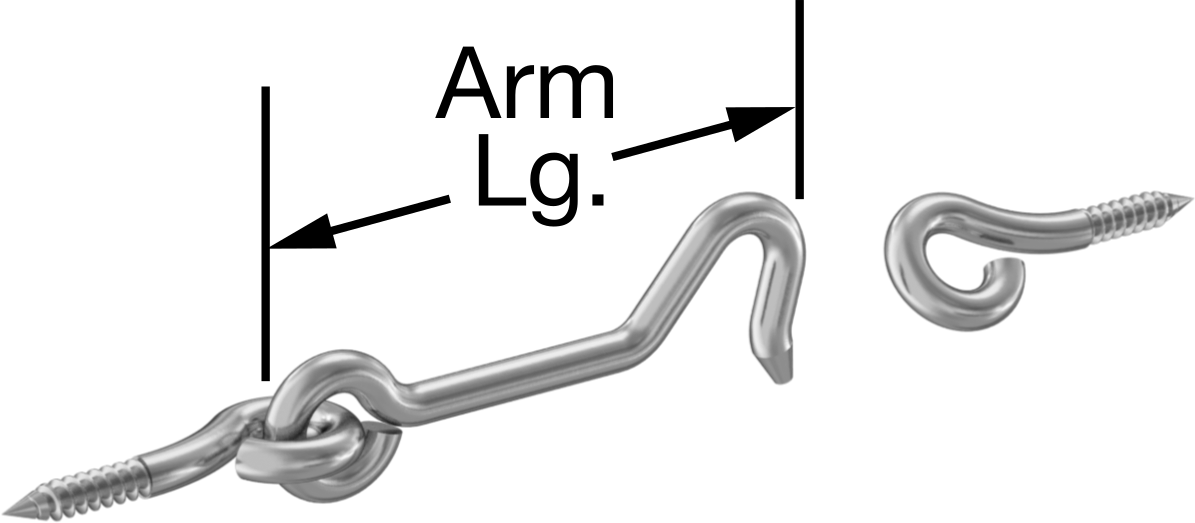 1-1/2" Kol Uzunluğuna Sahip 304 Paslanmaz Çelik Salıncaklı Kanca Mandalı — 1 1⁄2", 304 Stainless Steel, Stainless Steel, Yüzey
