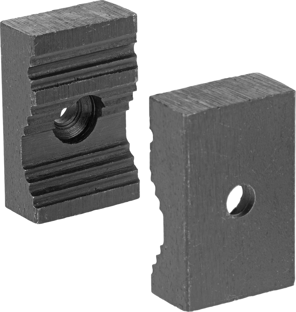 Tezgah Mengene için Wilton Çeneleri, V Şeklinde, 9/16" Genişlik x 1-3/4" Yükseklik x 1-1/8" Kalınlık — Tırtıklı, 9⁄16", V