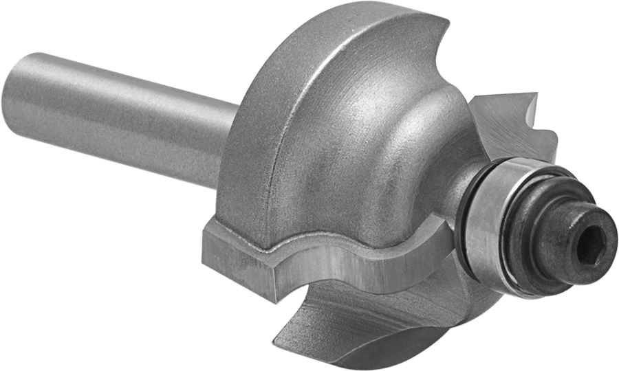 Karbür Uçlu Çelik Köşe Yuvarlama Freze Ucu, Roma Ogee Köşesi için, Kaplamasız, 1-1/8" Kesme Çapı — Roma Ogee, 5⁄32", 1⁄4"