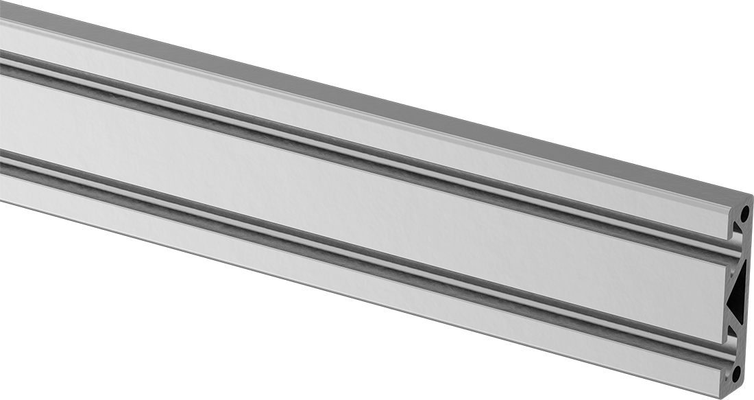 T-Yivli Çerçeve Rayı, Çift Düşük Profilli İki Yuvalı Ray, Gümüş, 2" Yükseklik x 1/2" Genişlik