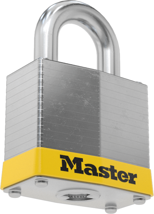 Lamine Çelik Gövdeli Kilitleme Asma Kilidi, Master Lock 3, #Sb769 numaralı anahtara göre anahtarlı, Sarı Tamponlu