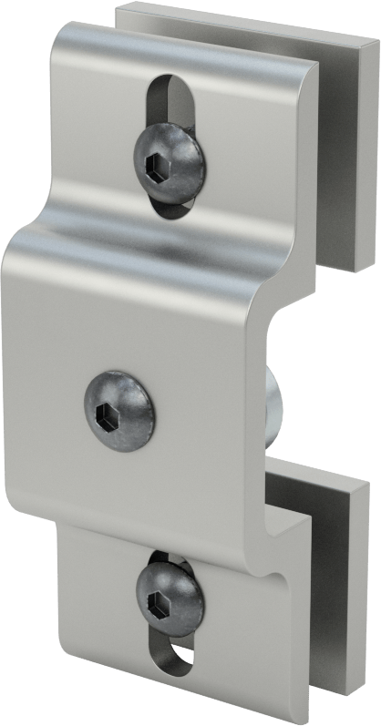 T-Yivli Çerçeve Paneli Askısı, Çift Plaka, Vidalı, 25 mm Raylı Hasır Paneller için — Panel Askısı, Gümüş, 25 mm, 50 mm