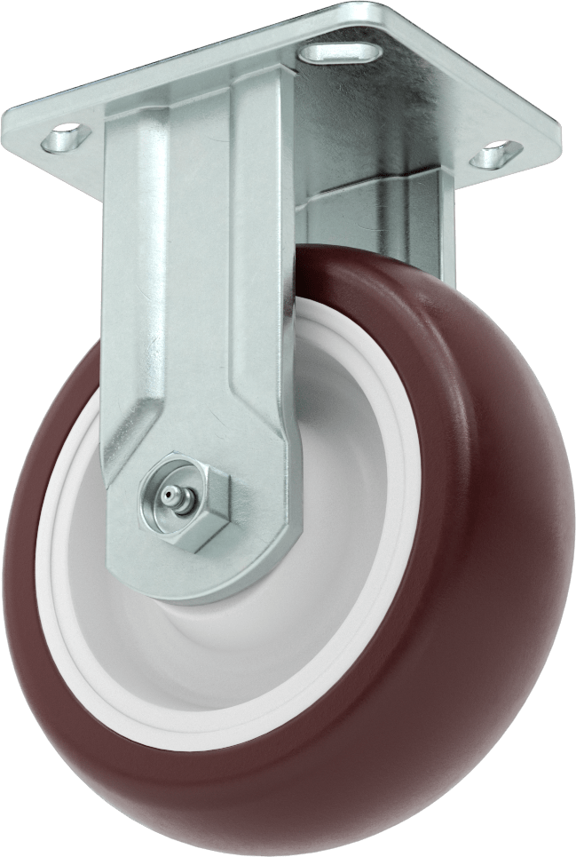 4-5/8" x 3-3/4" Plakalı Kolay Dönen Tekerlek, Yüksek Kapasiteli, 6 inç Çapında Kırmızı Poliüretan Tekerlekli Sert — 6", Levha, 820 lb.
