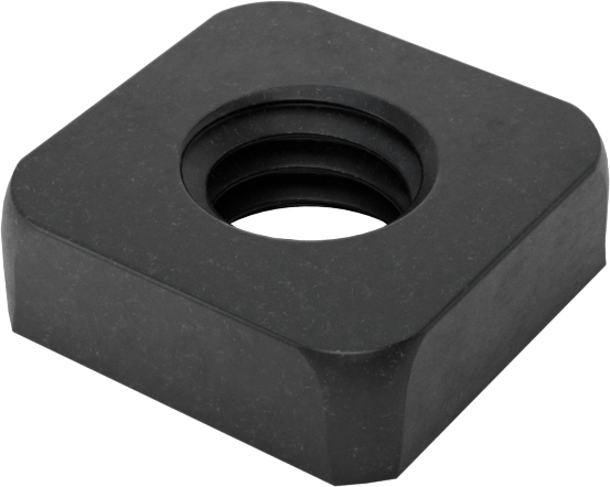 18-8 Paslanmaz Çelik İnce Profilli Kare Somunlar, Siyah Oksit, M3 x 0.5 Diş — M3, 18-8 Stainless Steel, Stainless Steel, Kare