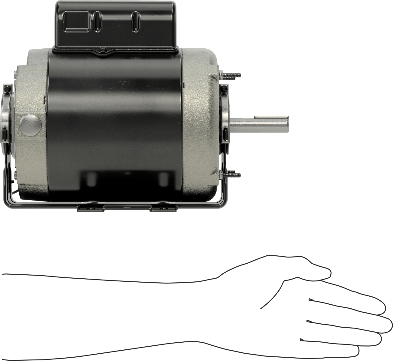 Doğrudan Tahrikli Fan Motoru, 2-5/8" uzunluğunda kamalı milli, NEMA K56Z, 850 rpm