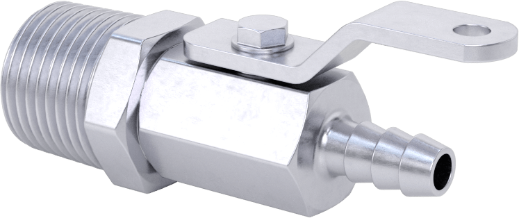Nikel Kaplı Pirinç Gövdeli Açma/Kapama Vanası, 1/2 NPT Erkek x 1/4" İç Çaplı Boru için Standart Tırnaklı Bağlantı Elemanı