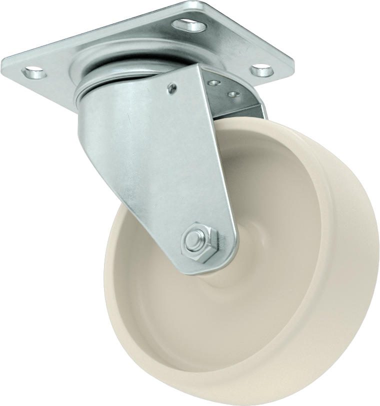 3-3/4" x 2-3/4" Plakalı Parlak Yüzeyli Tekerlek, 4 inç Çapında Naylon Tekerlekli Döner Ayak
