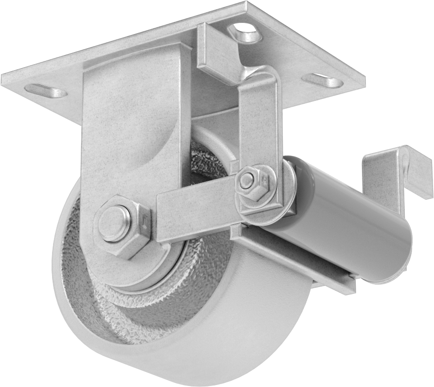 6-1/4" x 4-1/2" Plakalı Viking Tekerlek, Yüksek Kapasiteli, Frenli ve, 5" Çapında Demir Tekerlekli Sabit
