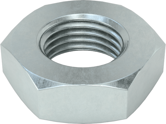 Orta Mukavemetli Çelik İnce Profilli Altıköşe Somun, İnce Dişli, Çinko Kaplamalı, M5 x 0.5 mm Diş
