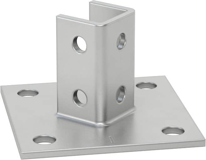 Strut Kanalı Zemin Montajı, Standart Kanal için, Açılı Direk, 316 Paslanmaz Çelik, 6 inç Uzunluk — 4, 316 Stainless Steel, Stainless Stee…