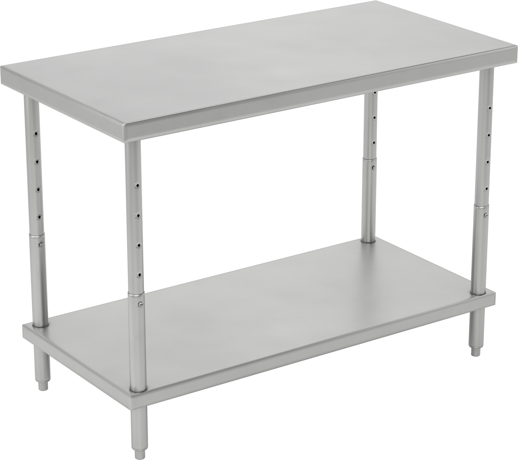Yüksekliği Ayarlanabilir Paslanmaz Çelik Masa, Raflı, 24"-36" Yükseklik x 48" Genişlik x 24" Derinlik