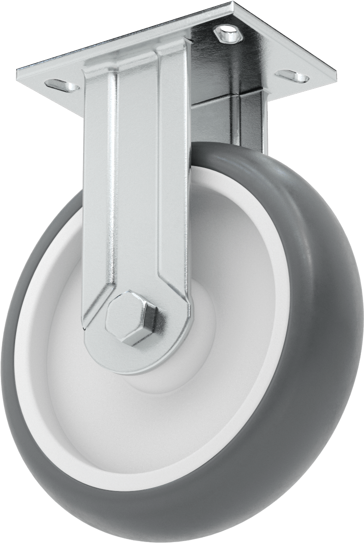6-5/8" x 4-3/4" Plakalı Kolay Dönen Tekerlek, Yüksek Kapasiteli, 10 inç Çapında Gri Poliüretan Tekerlekli Sert — 10", Levha, 1,300 lb.