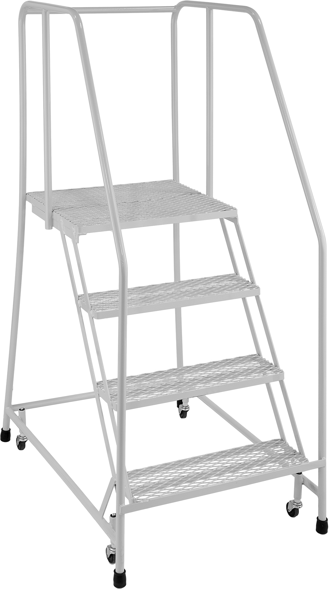 Elmas Basamaklı Yuvarlanan Platform Merdiveni, 4 Basamak, 5'10" Yükseklik x 30" Genişlik x 41" Derinlik Toplam — 40", 4, 24"